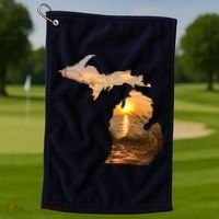 Michigan Sunset Lake Golf Towel thumb 1