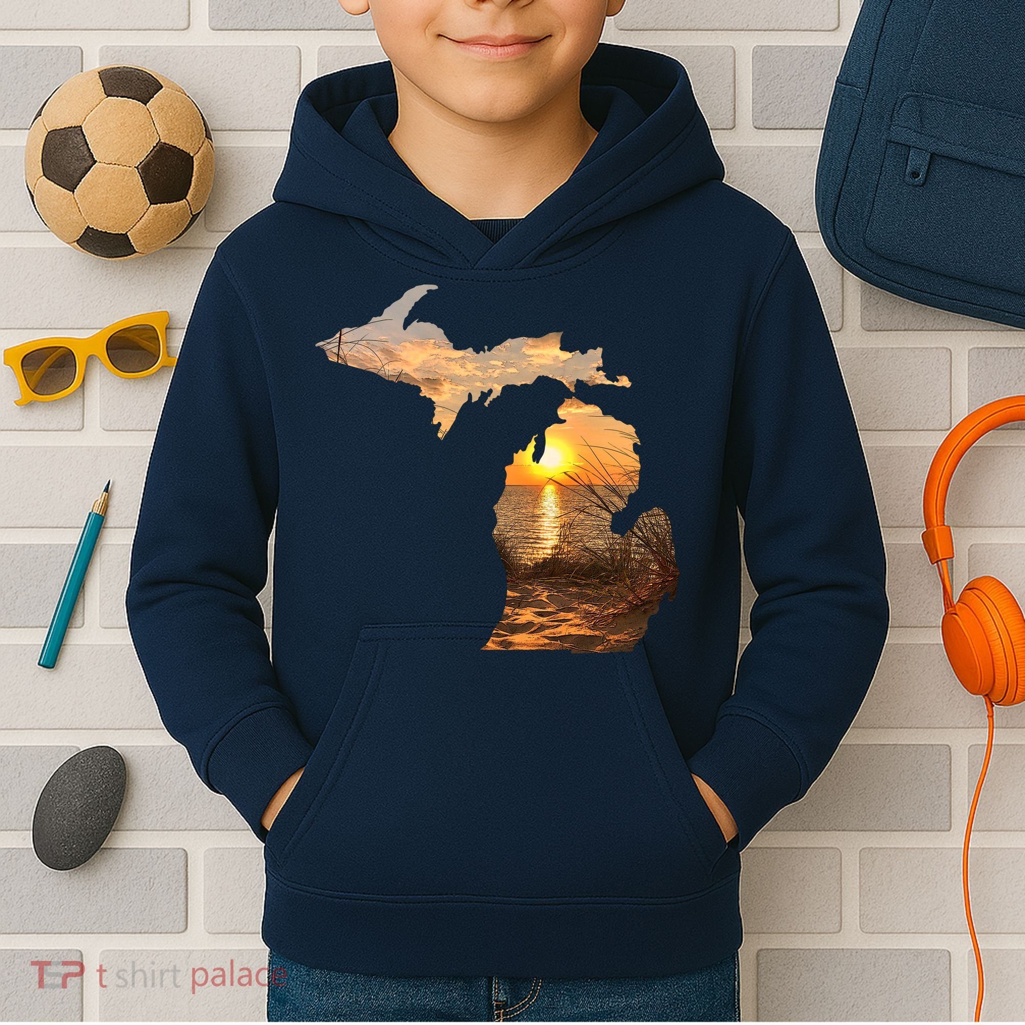 Michigan Sunset Lake Kids Hoodie