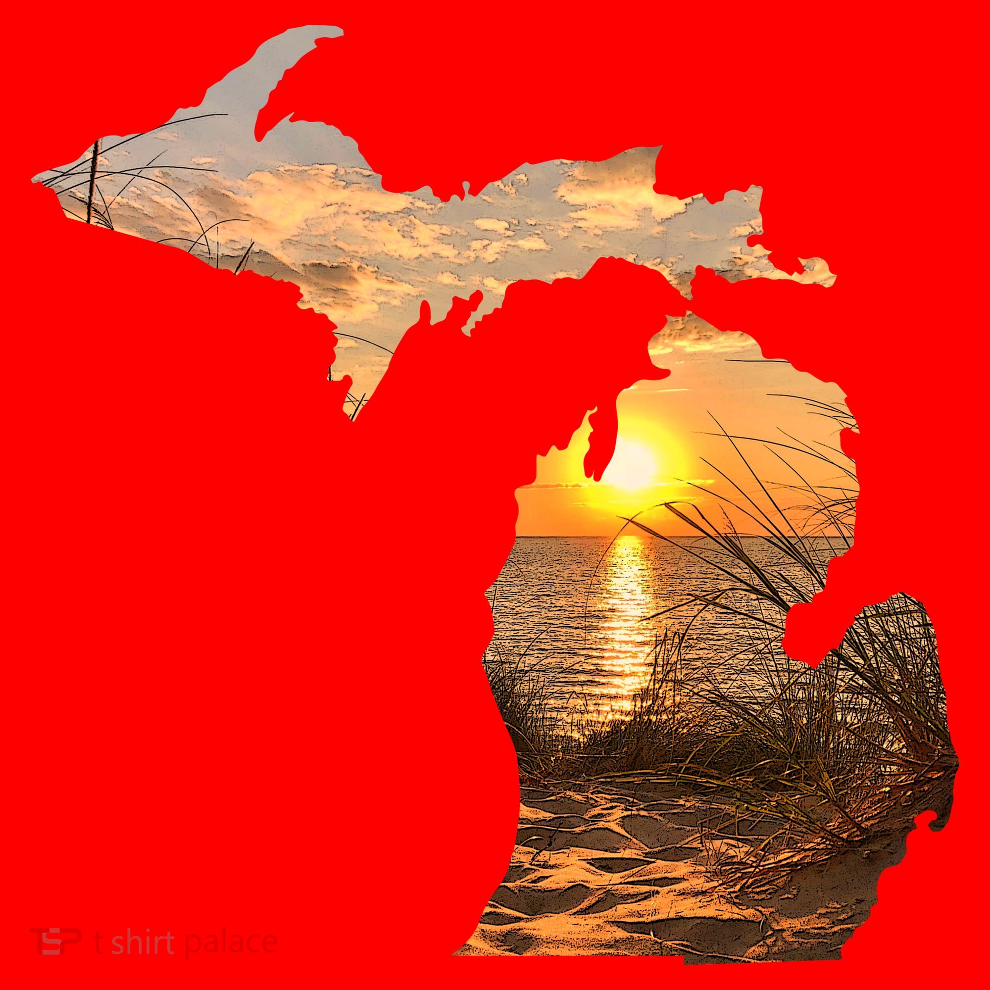 Michigan Sunset Lake Santa Hat