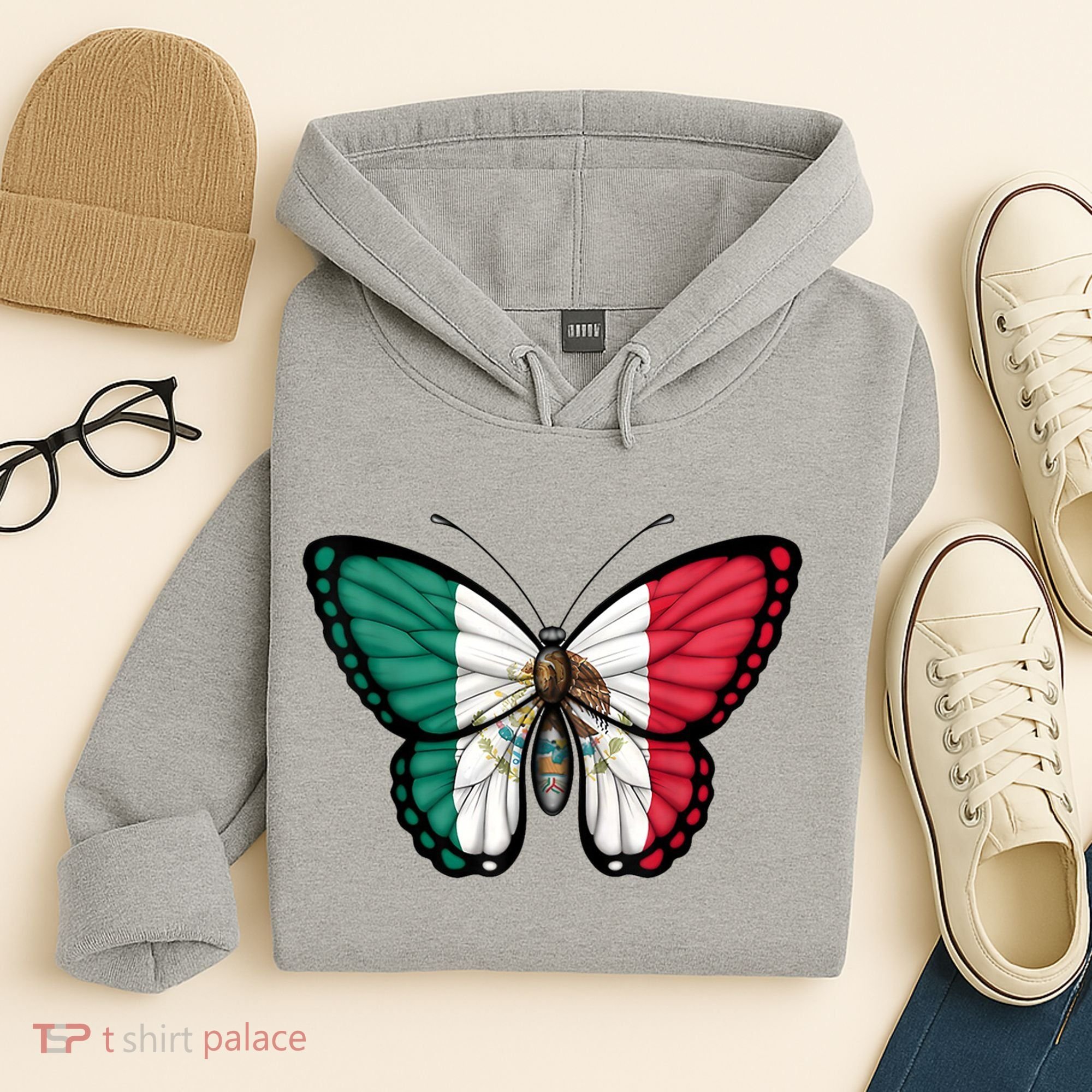 Mexican Independence Day Butterfly Hoodie