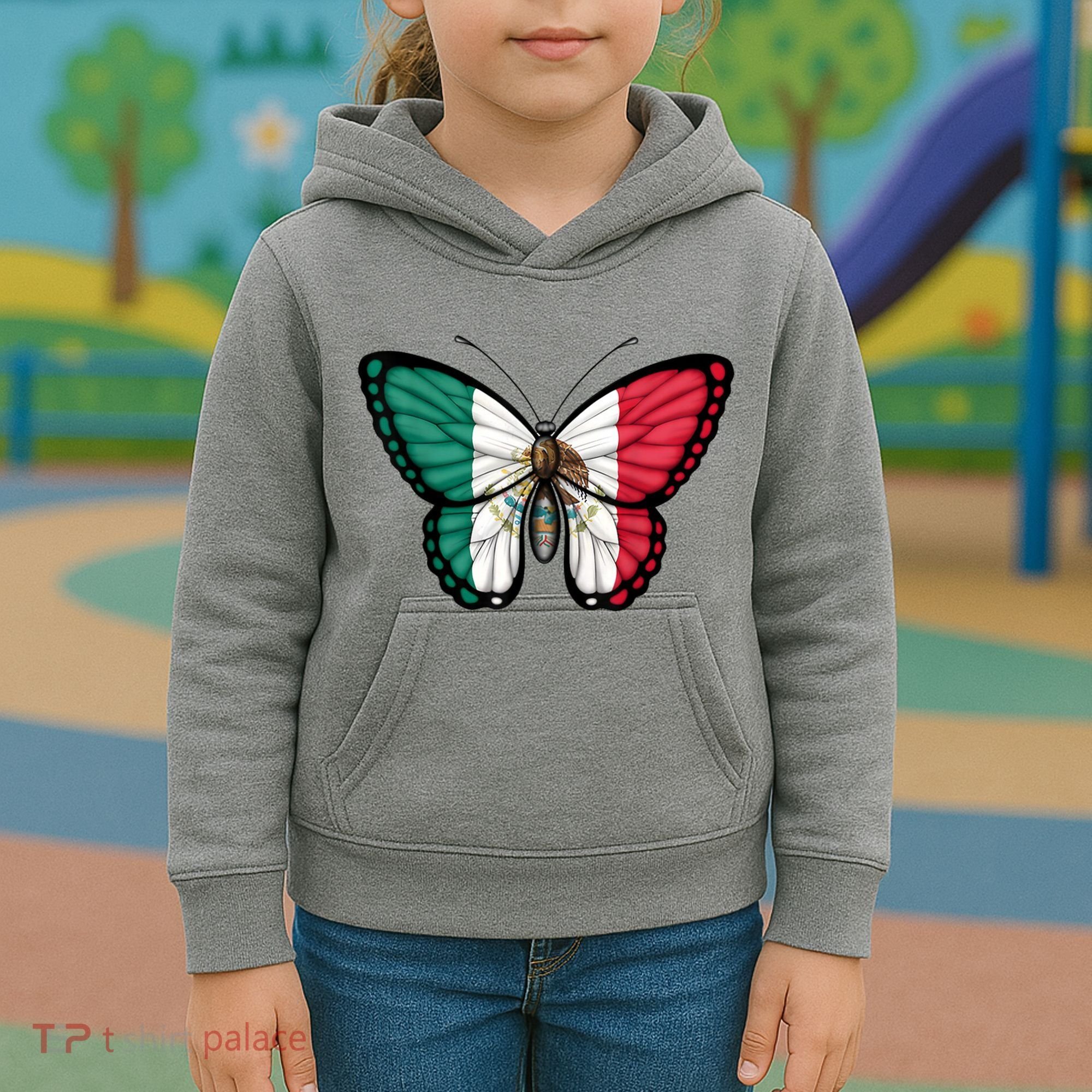 Mexican Independence Day Butterfly Kids Hoodie
