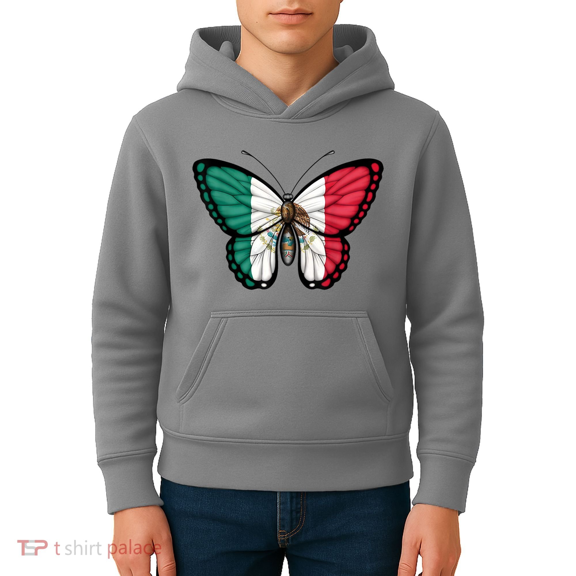 Mexican Independence Day Butterfly Kids Hoodie