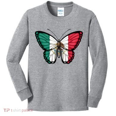 Mexican Independence Day Butterfly Kids Long Sleeve Shirt