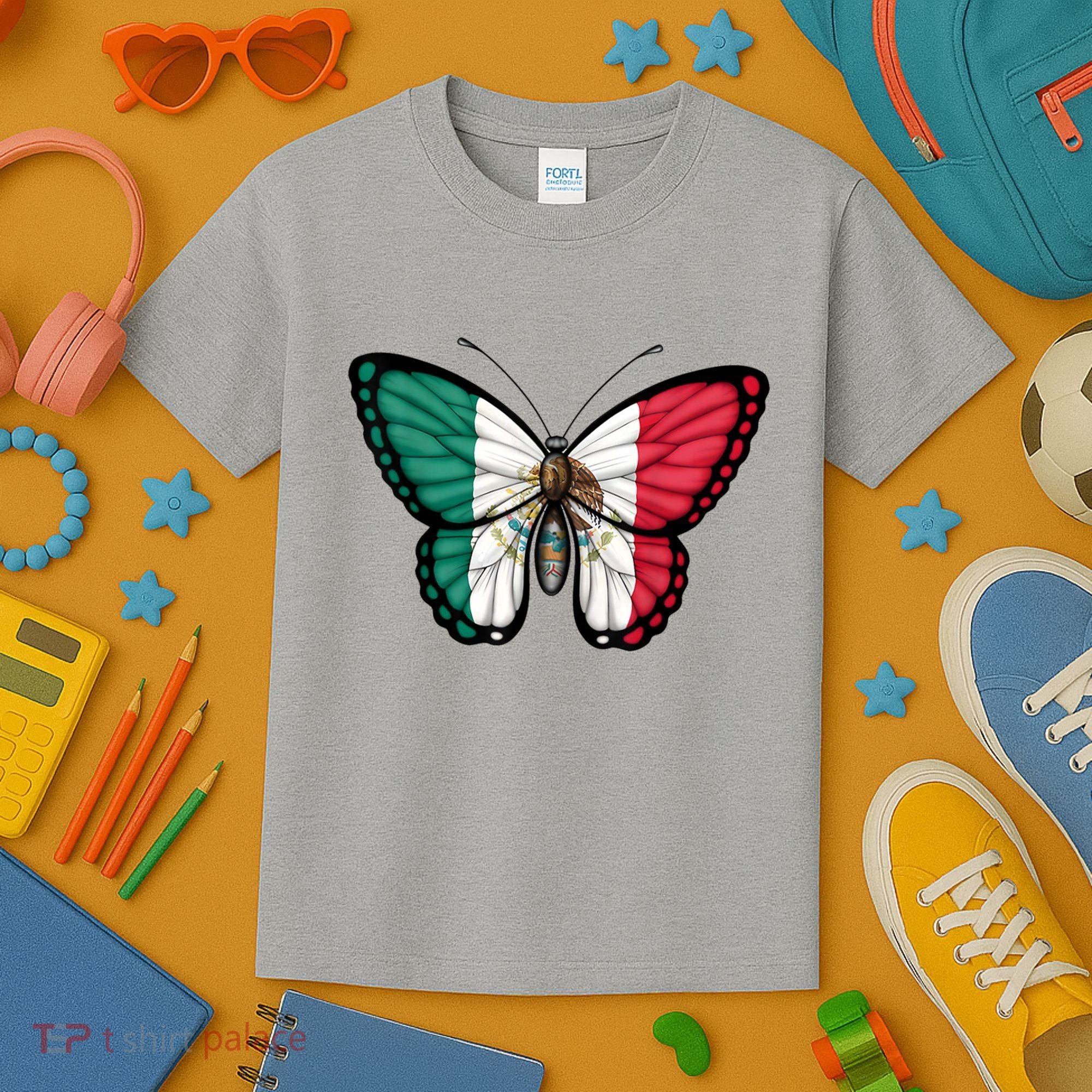 Mexican Independence Day Butterfly Kids T-Shirt