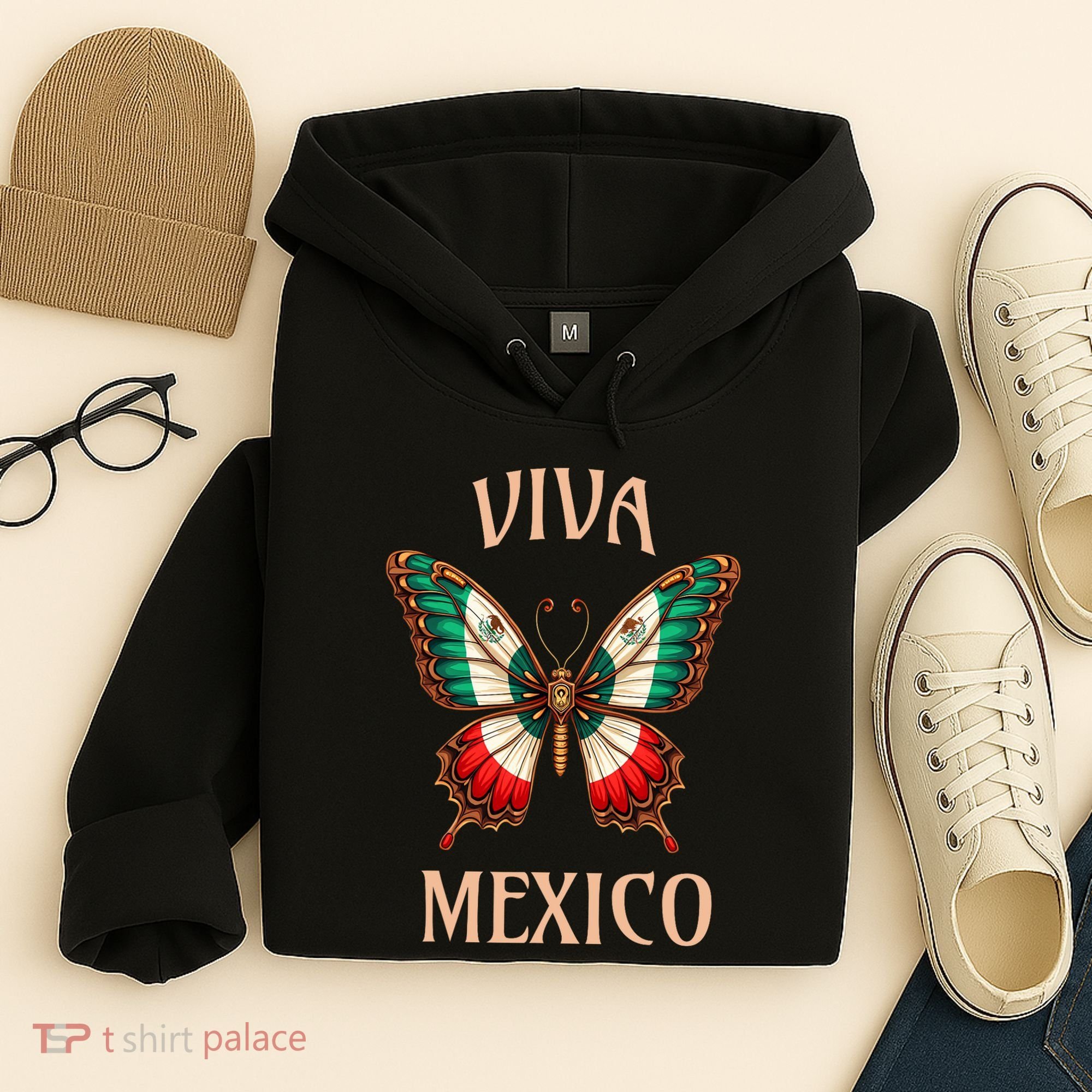 Mexico Independence Day Butterfly Mexican Flag Hoodie
