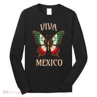 Mexico Independence Day Butterfly Mexican Flag Long Sleeve Shirt thumb 0