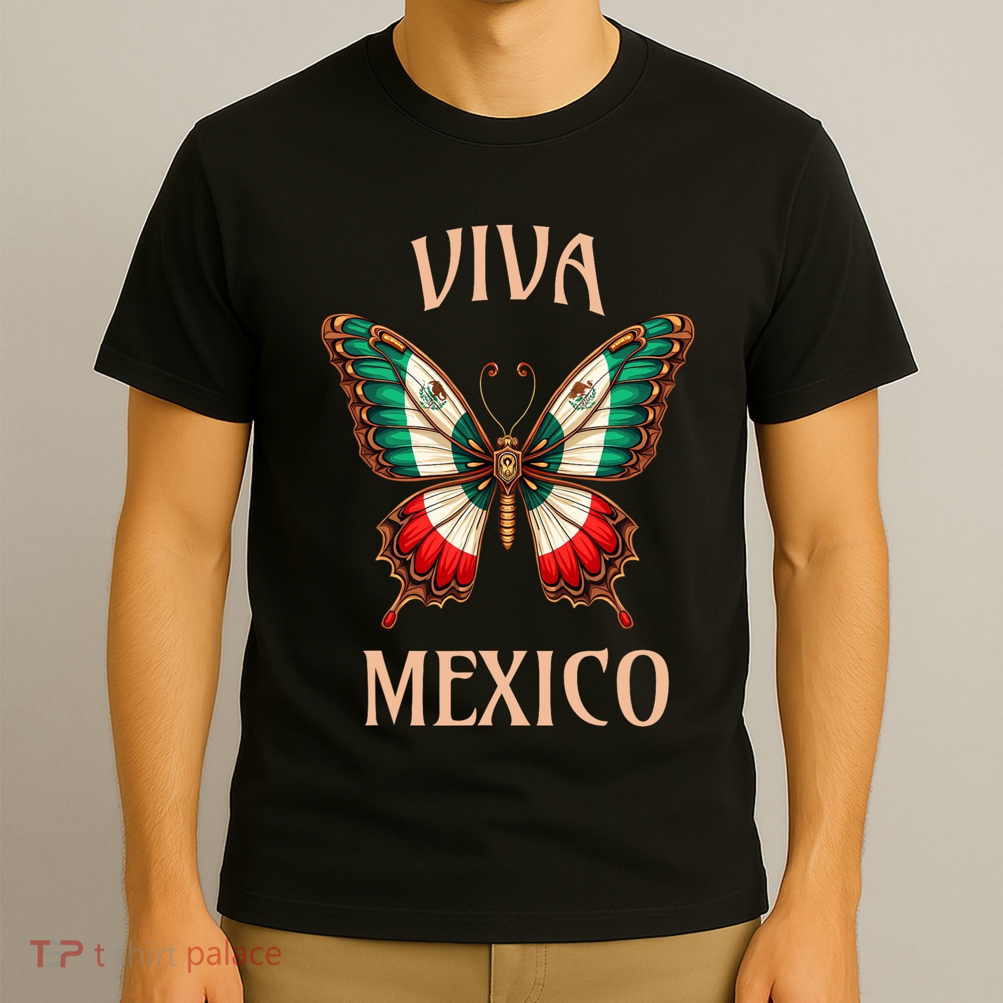 Mexico Independence Day Butterfly Mexican Flag T-Shirt