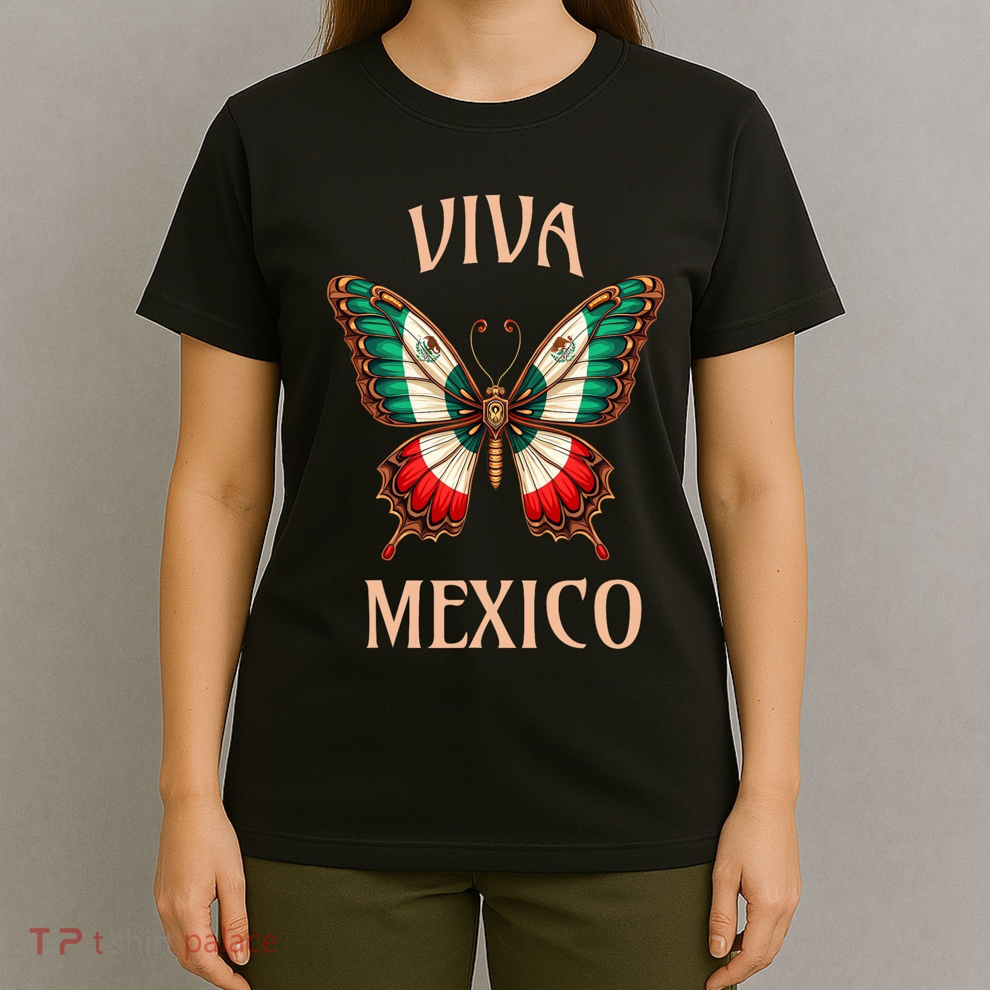 Mexico Independence Day Butterfly Mexican Flag T-Shirt