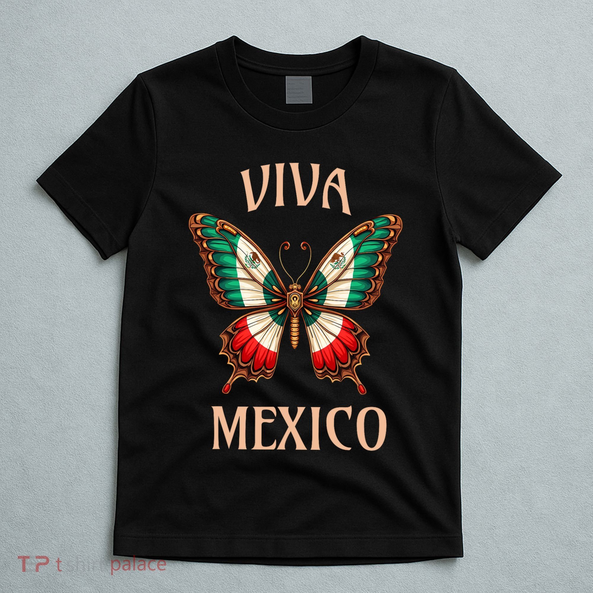 Mexico Independence Day Butterfly Mexican Flag T-Shirt