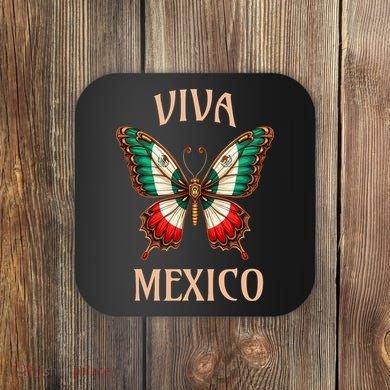 Mexico Independence Day Butterfly Mexican Flag Coaster