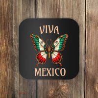 Mexico Independence Day Butterfly Mexican Flag Coaster thumb 0