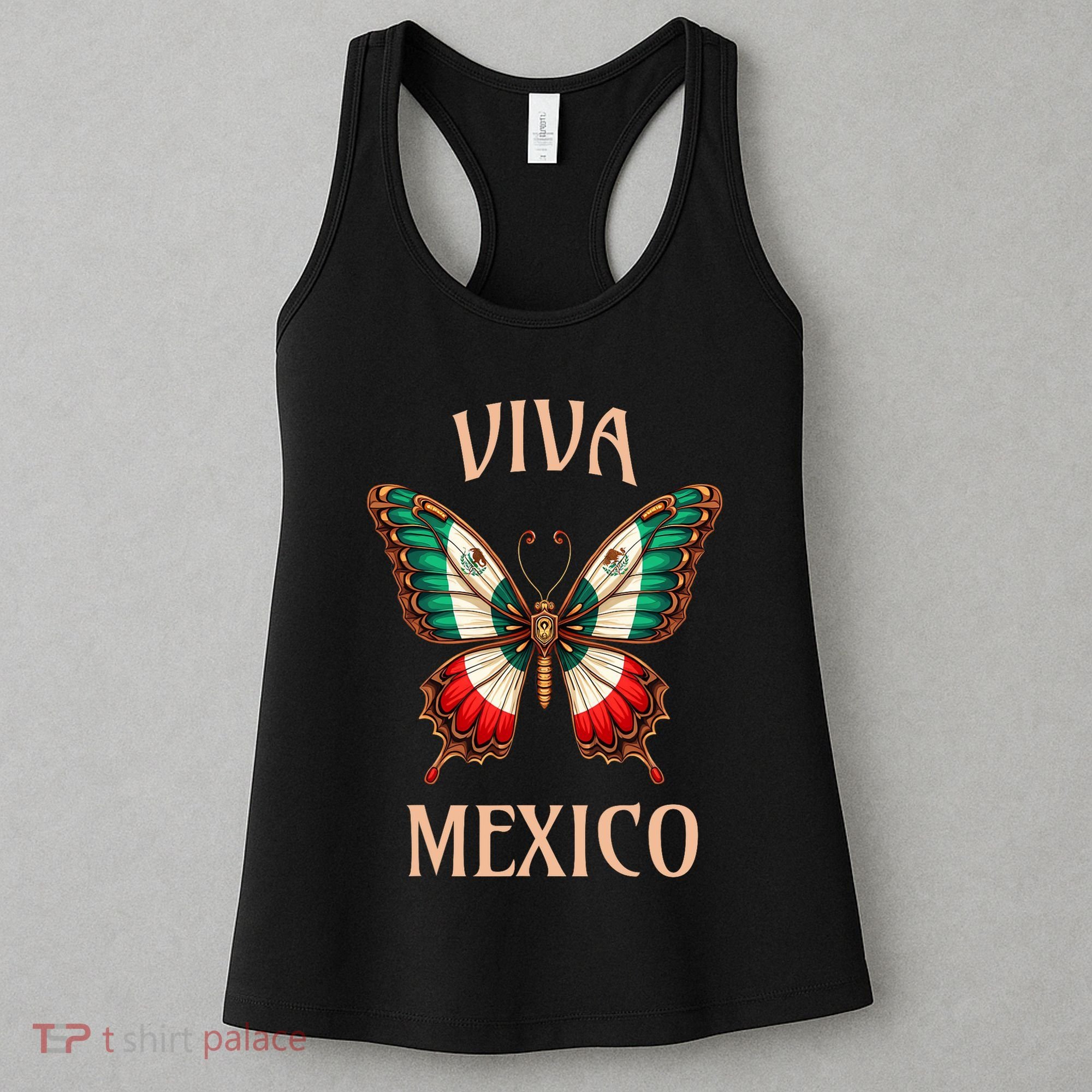 Mexico Independence Day Butterfly Mexican Flag Women's Tank Top