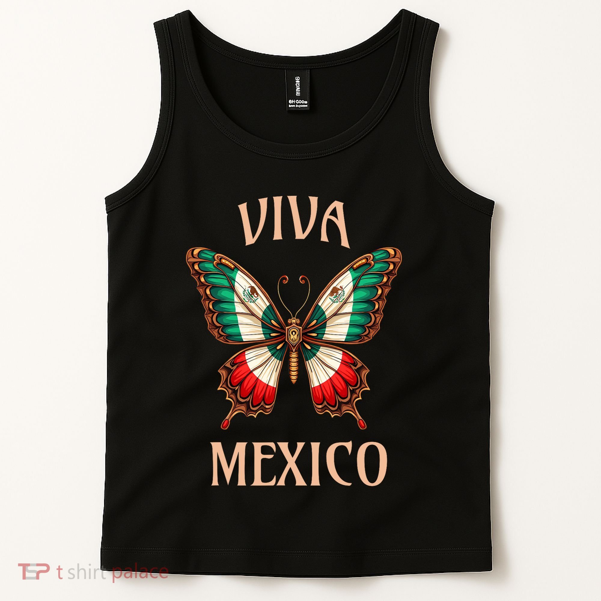 Mexico Independence Day Butterfly Mexican Flag Tank Top