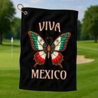 Mexico Independence Day Butterfly Mexican Flag Golf Towel thumb 1