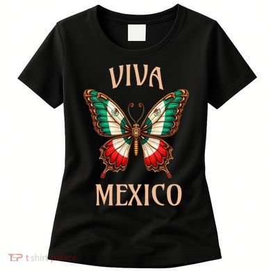 Mexico Independence Day Butterfly Mexican Flag Women's T-Shirt