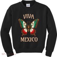 Mexico Independence Day Butterfly Mexican Flag Kids Sweatshirt thumb 0