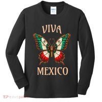 Mexico Independence Day Butterfly Mexican Flag Kids Long Sleeve Shirt thumb 0