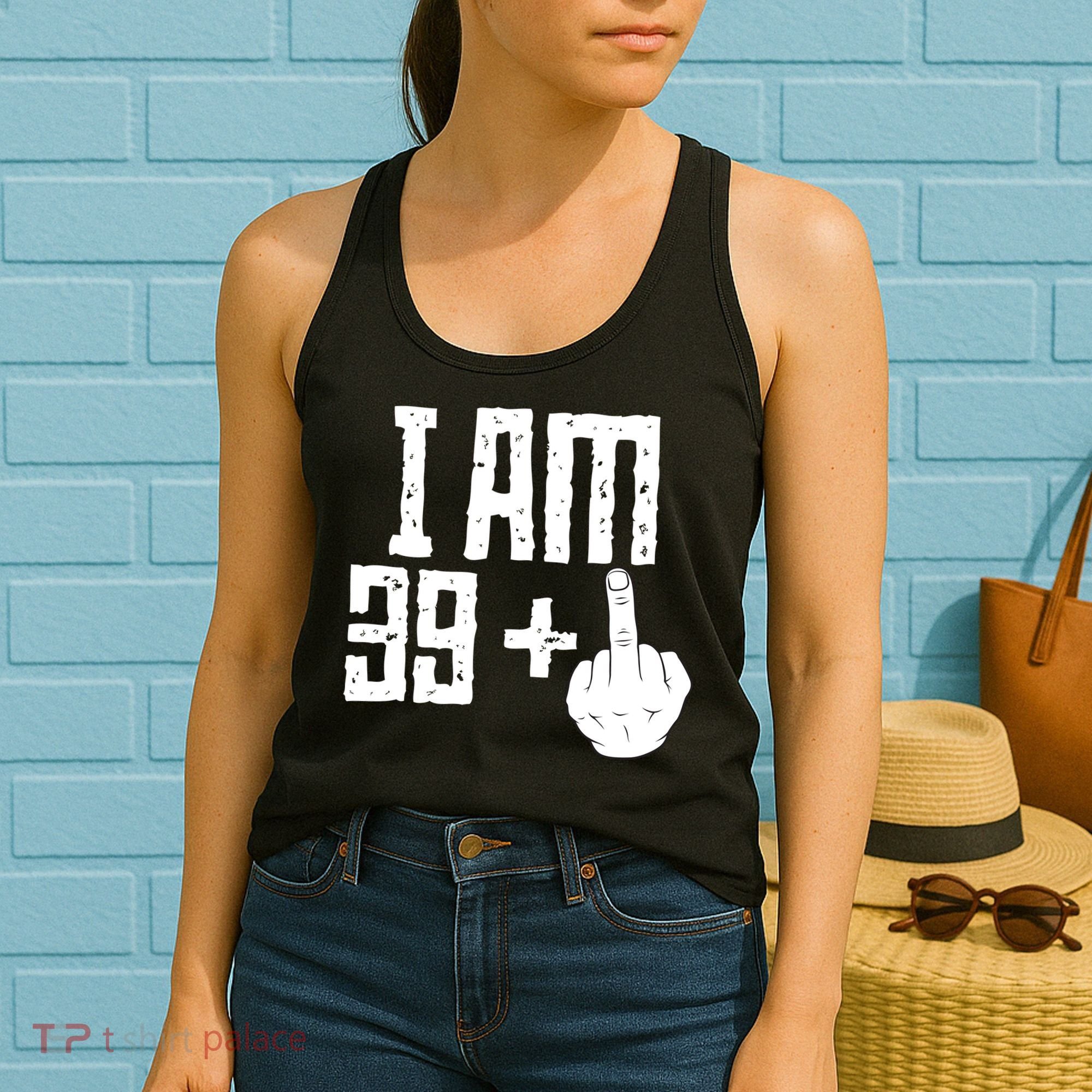 Middle Finger 40th Birthday Funny Women's Tank Top