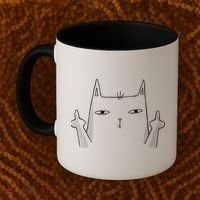 Middle Finger Cat Coffee Mug thumb 2
