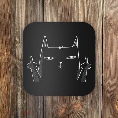 Middle Finger Cat Coaster