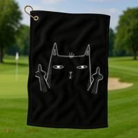 Middle Finger Cat Golf Towel thumb 1