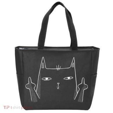 Middle Finger Cat Tote Bag