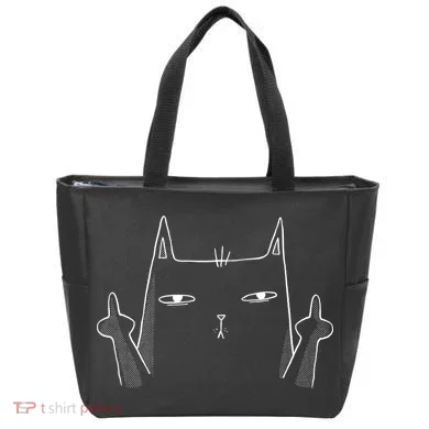 Middle Finger Cat Tote Bag