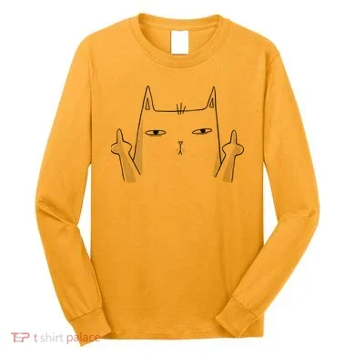 Middle Finger Cat Long Sleeve Shirt