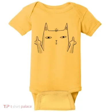 Middle Finger Cat Baby Bodysuit