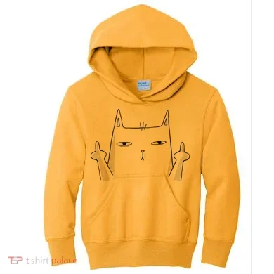Middle Finger Cat Kids Hoodie