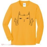 Middle Finger Cat Kids Long Sleeve Shirt thumb 0
