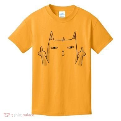 Middle Finger Cat Kids T-Shirt