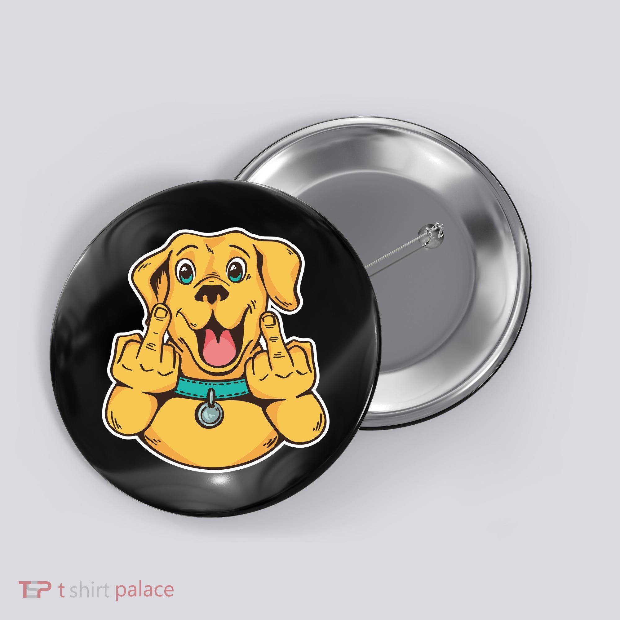 Middle Finger Dog Button