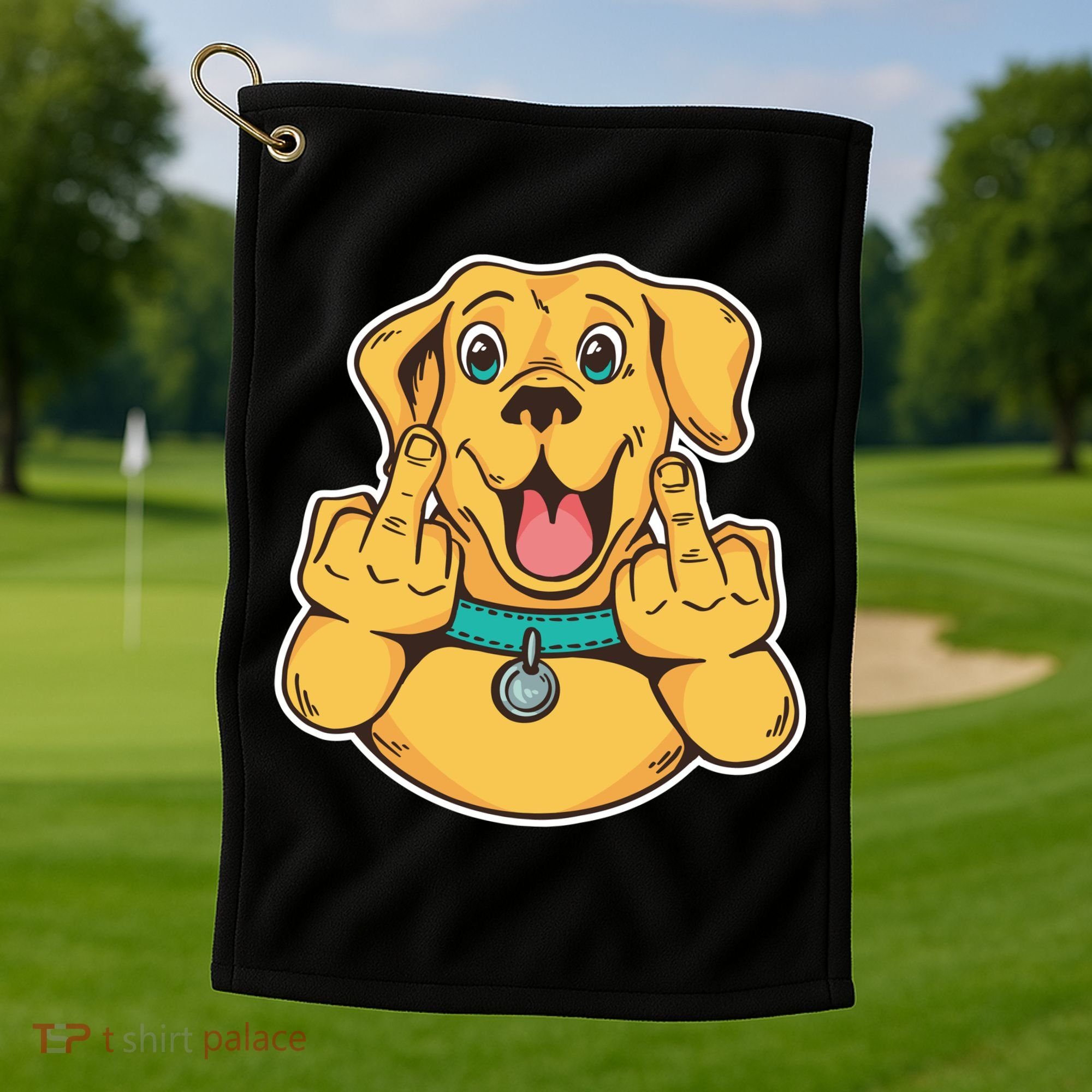 Middle Finger Dog Golf Towel