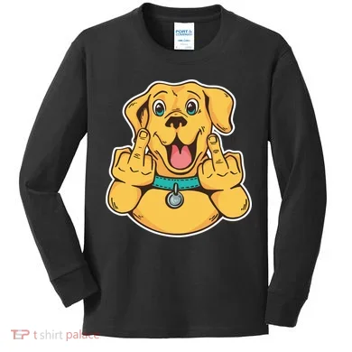 Middle Finger Dog Kids Long Sleeve Shirt