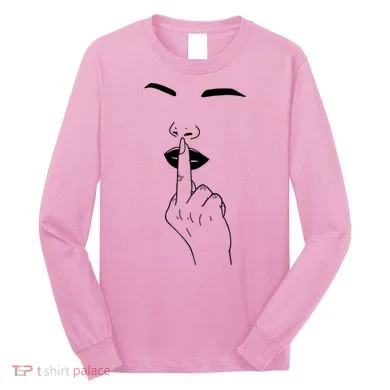 Middle Finger Lips Long Sleeve Shirt