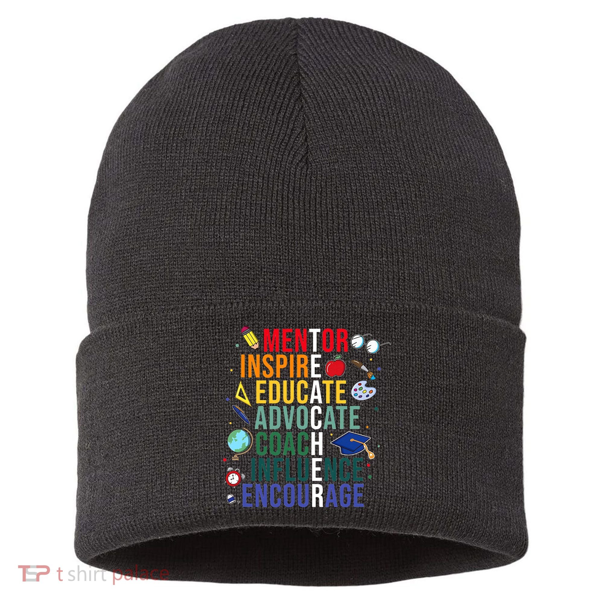 Mentor Inspire Educate Inspired Teacher Life Back To School Sustainable Knit Beanie
