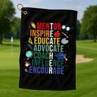 Mentor Inspire Educate Inspired Teacher Life Back To School Golf Towel thumb 1