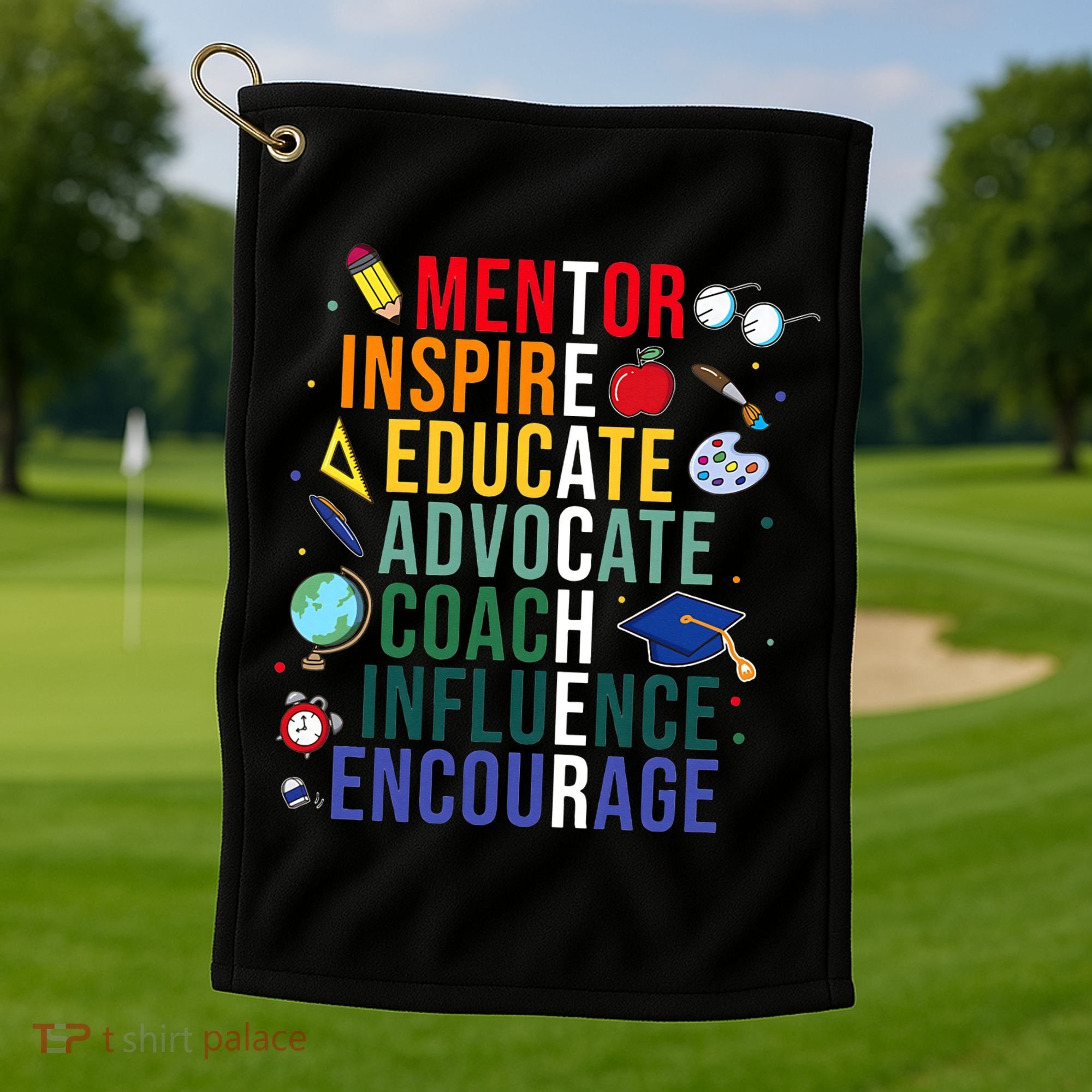 Mentor Inspire Educate Inspired Teacher Life Back To School Golf Towel