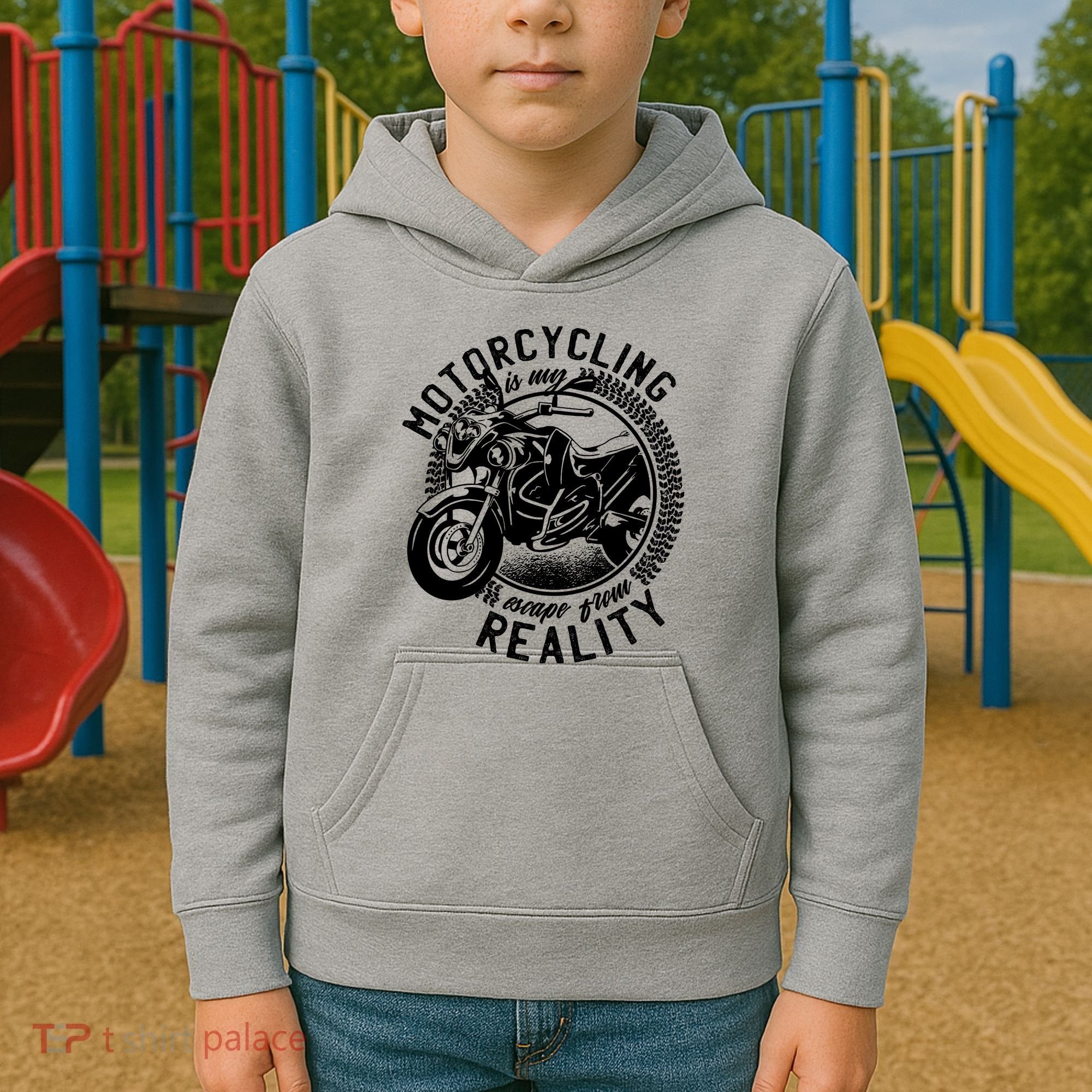 Motorcycling Is Escape From Reality Kids Hoodie