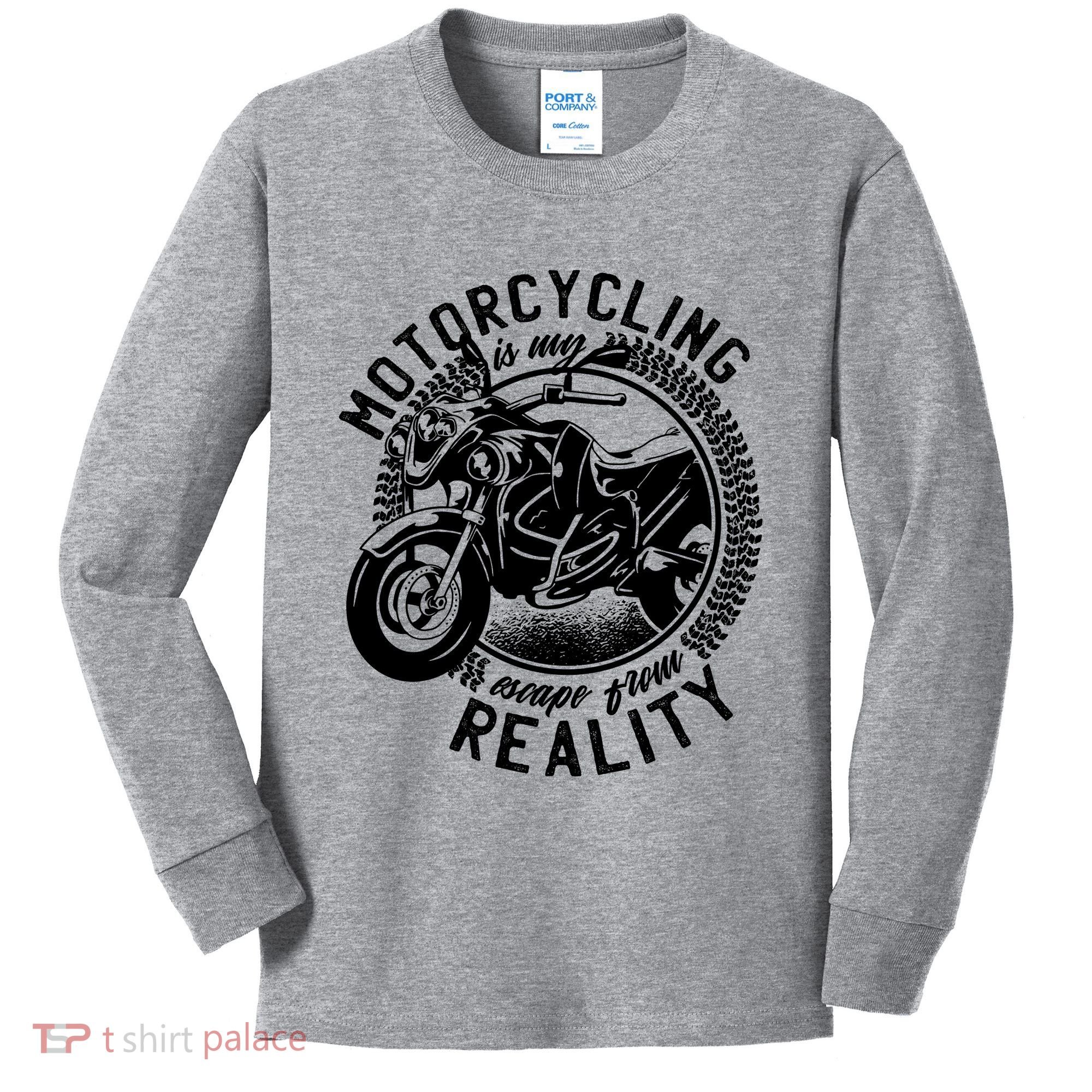 Motorcycling Is Escape From Reality Kids Long Sleeve Shirt