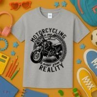 Motorcycling Is Escape From Reality Kids T-Shirt thumb 3