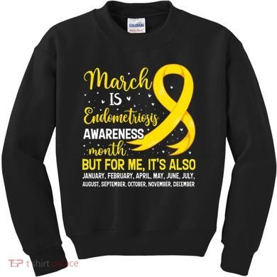 March Is Endometriosis Awareness Month Warrior Support Kids Sweatshirt