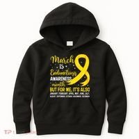 March Is Endometriosis Awareness Month Warrior Support Kids Hoodie thumb 0
