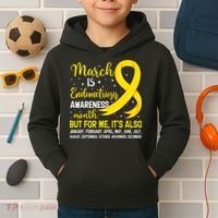 March Is Endometriosis Awareness Month Warrior Support Kids Hoodie thumb 2