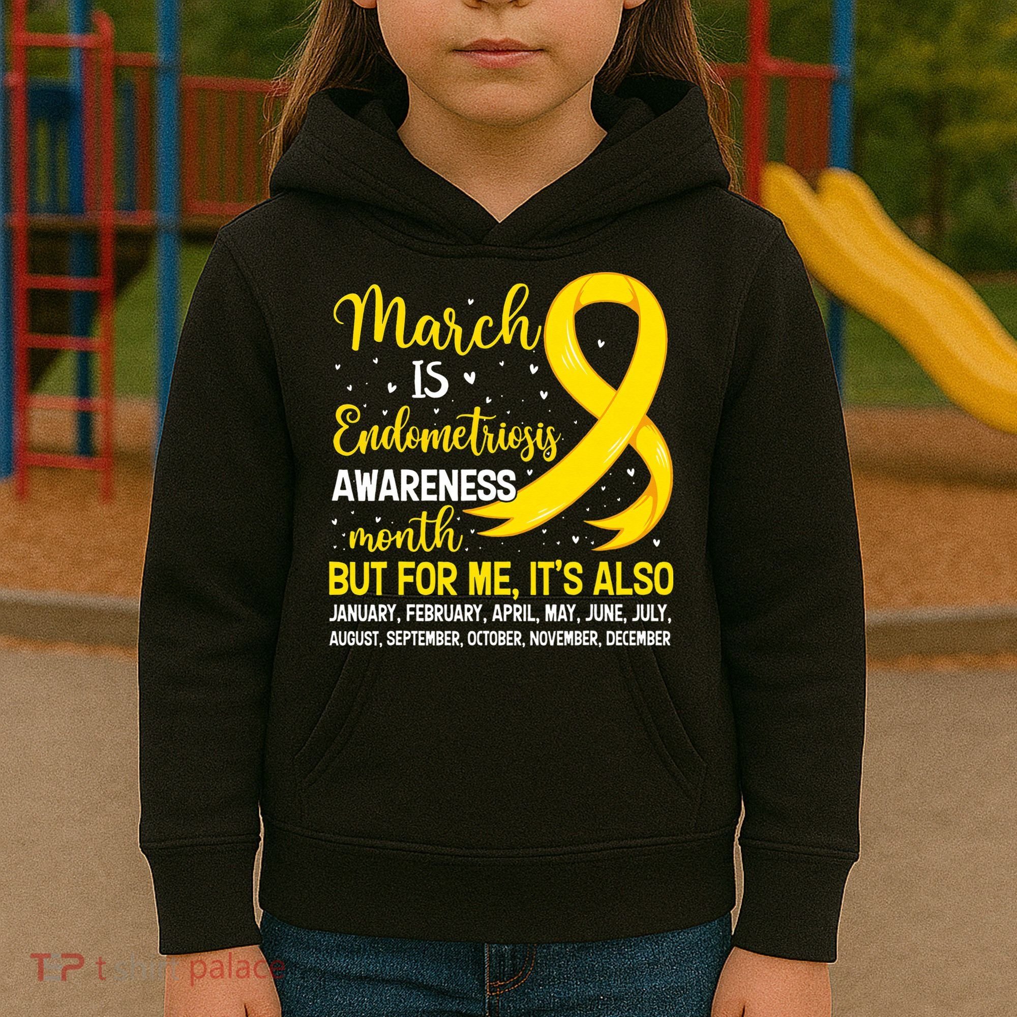 March Is Endometriosis Awareness Month Warrior Support Kids Hoodie