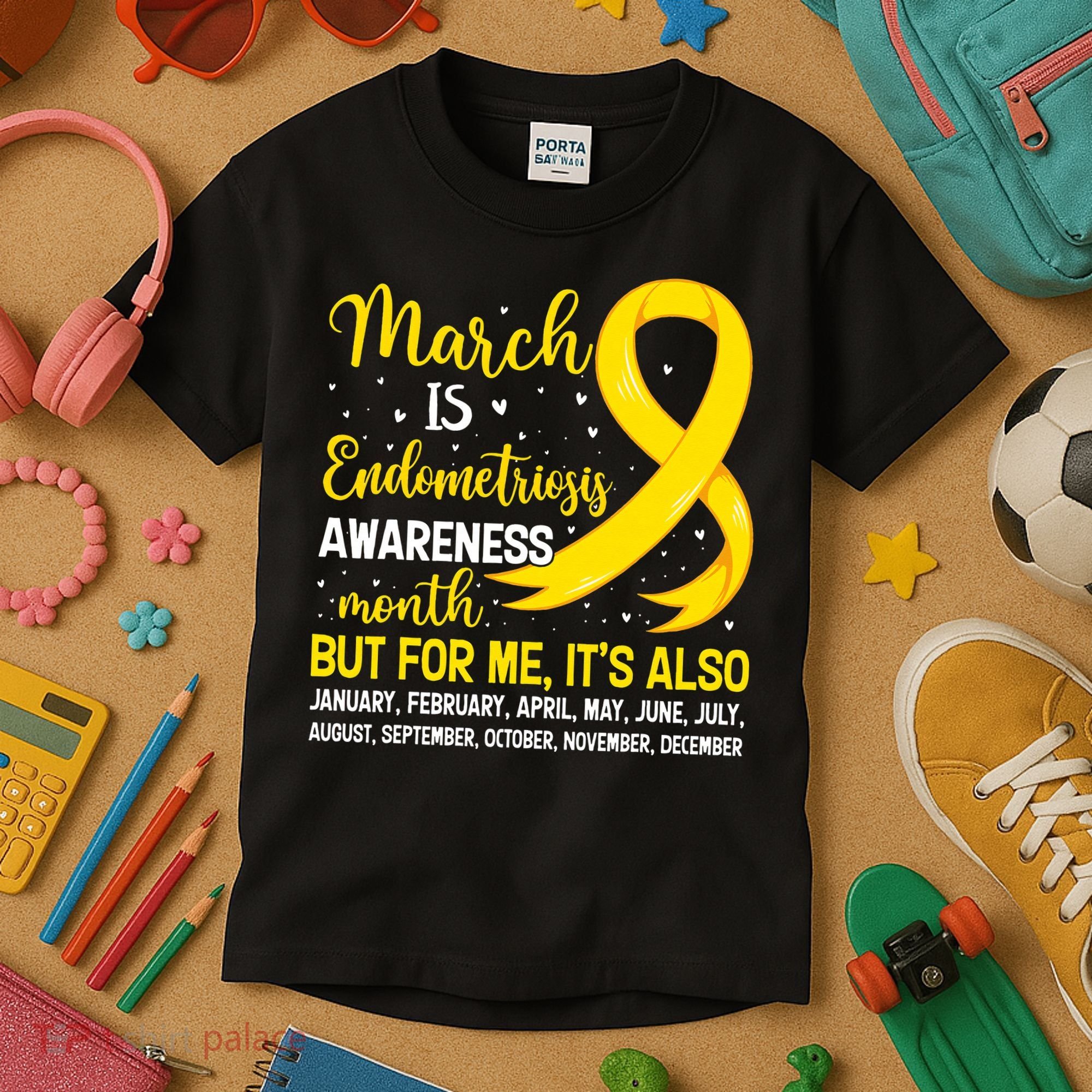 March Is Endometriosis Awareness Month Warrior Support Kids T-Shirt