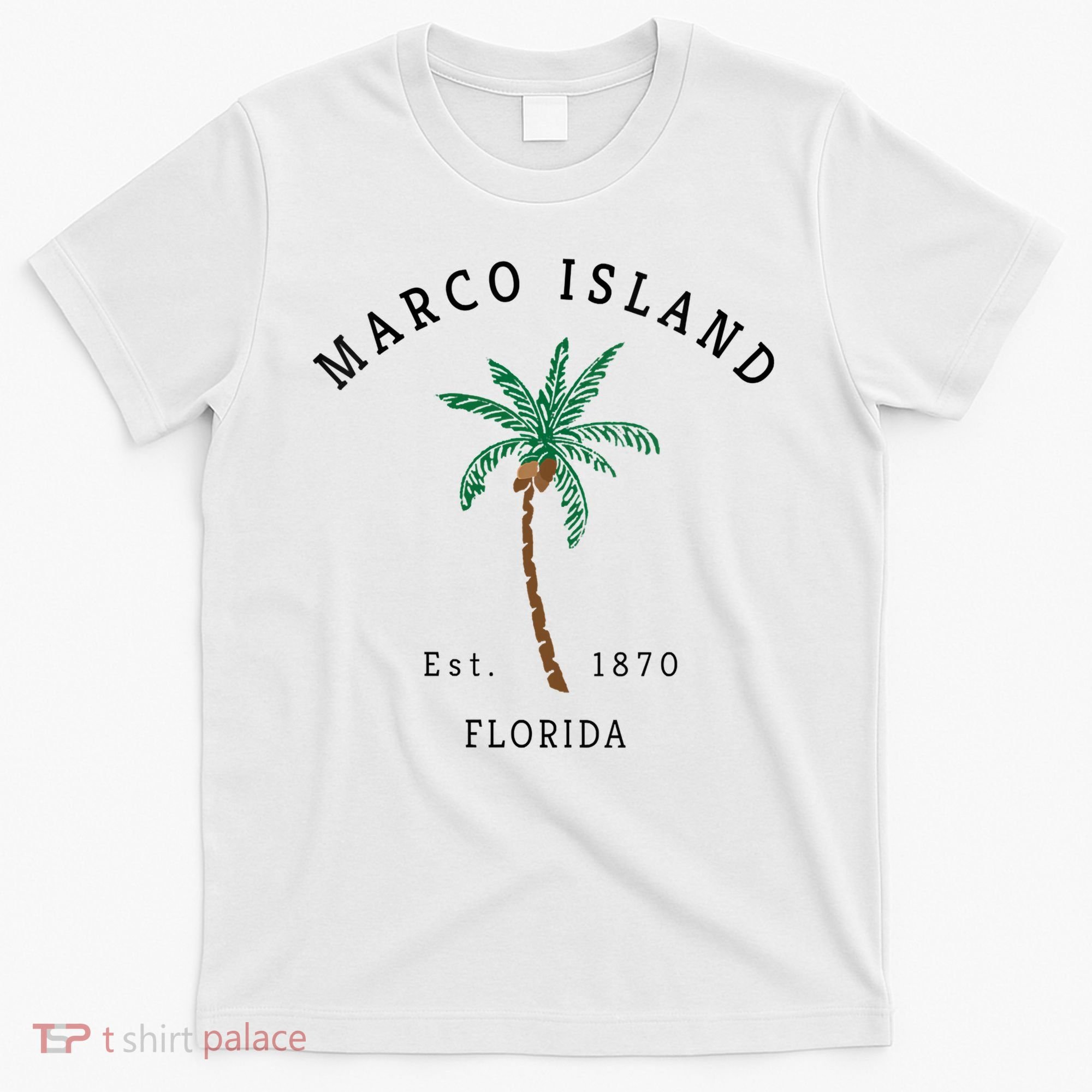 Marco Island Florida Colorful Palm Tree Retro Novelty T-Shirt