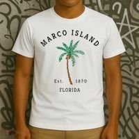 Marco Island Florida Colorful Palm Tree Retro Novelty T-Shirt thumb 3