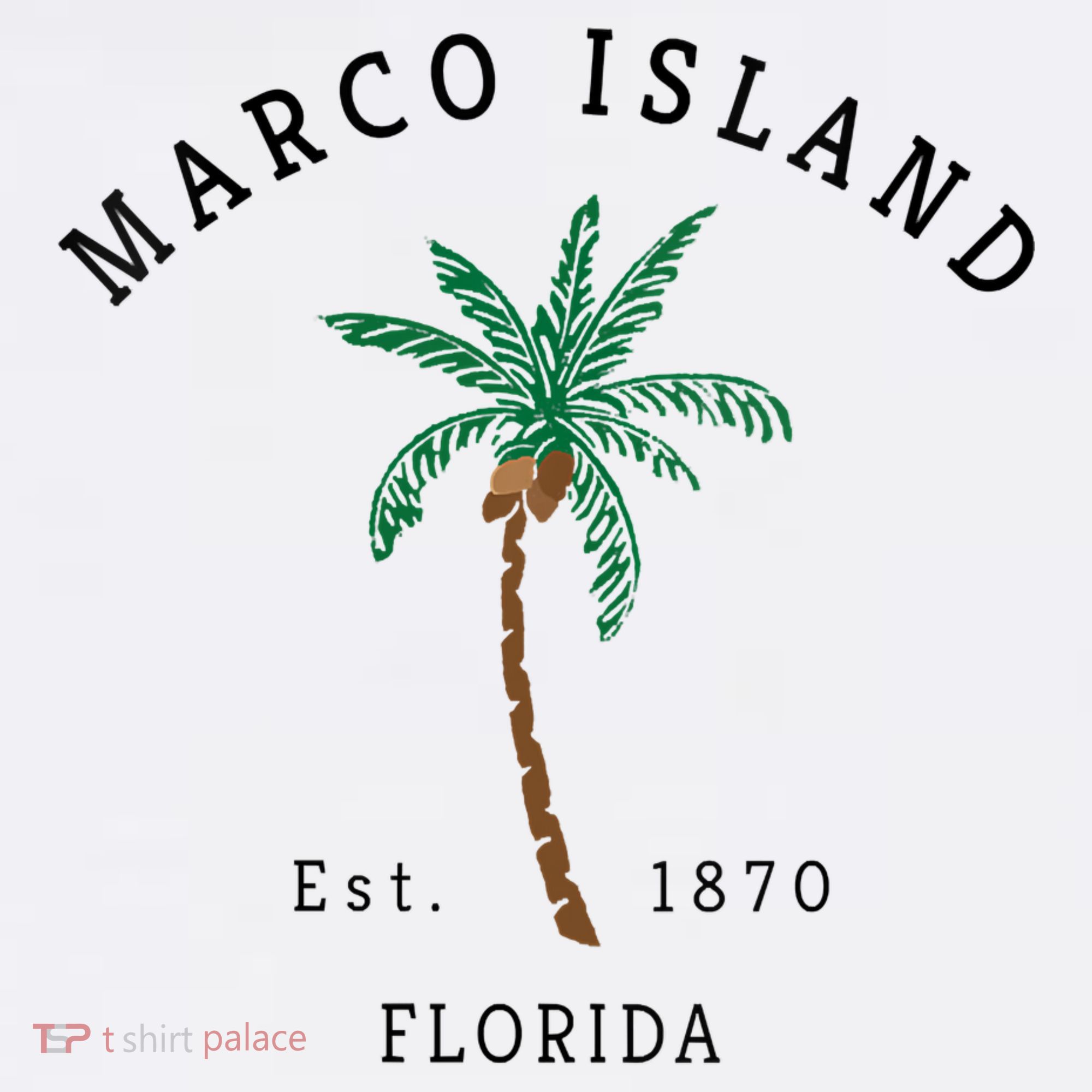 Marco Island Florida Colorful Palm Tree Retro Novelty T-Shirt